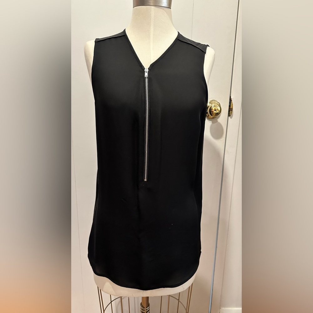 The Kooples Silk/ Tencel Zip Top